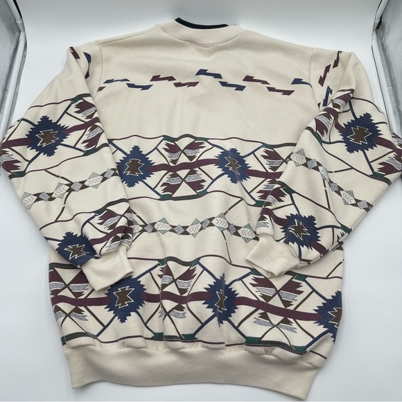 VTG 90’s Native Southwestern Aztec Sweatshirt Button Pullover Mens Large - Picture 8 of 15